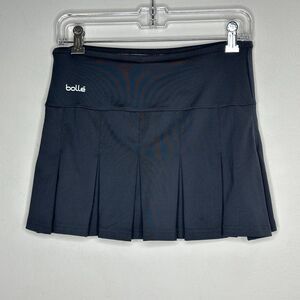Bolle Jet Black Tennis Pickleball Pleated Skirt or Skort Built in Shorts S